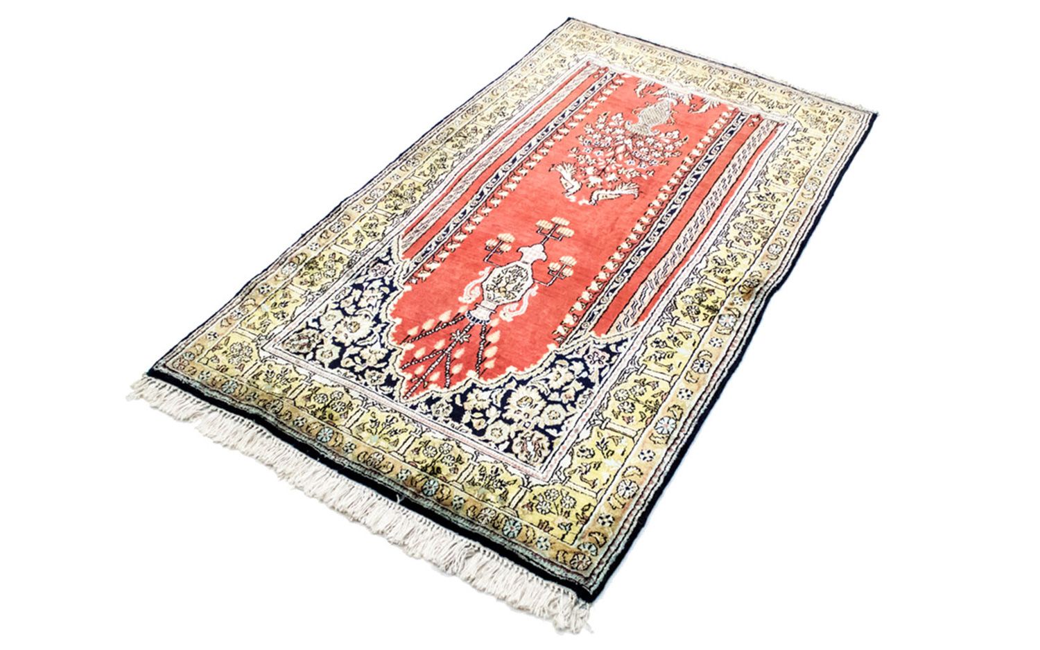 Tapis en soie - Kayseri - 137 x 77 cm - rouge