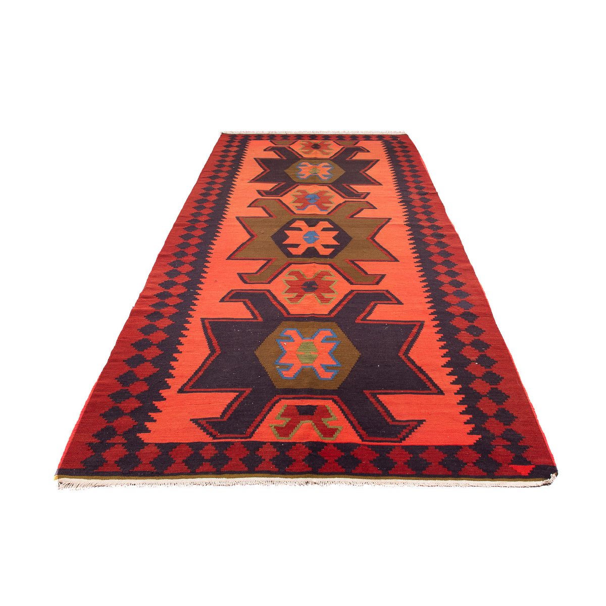 Tapis de couloir Tapis Kelim - Vieux - 335 x 150 cm - multicolore
