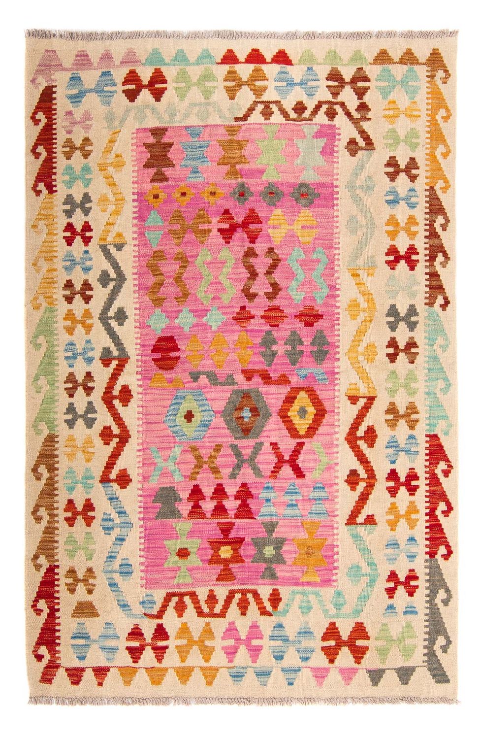 Tapis Kelim - Splash - 175 x 130 cm - rose