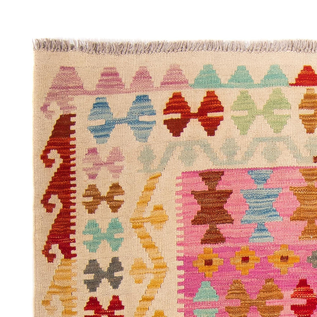 Tapis Kelim - Splash - 175 x 130 cm - rose