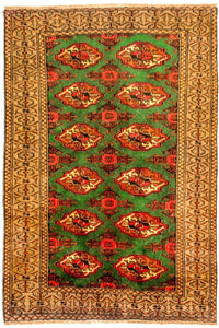 Tapis Turkaman - 143 x 102 cm - vert