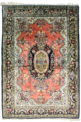 Tapis en soie - Kayseri - 155 x 110 cm - rouille