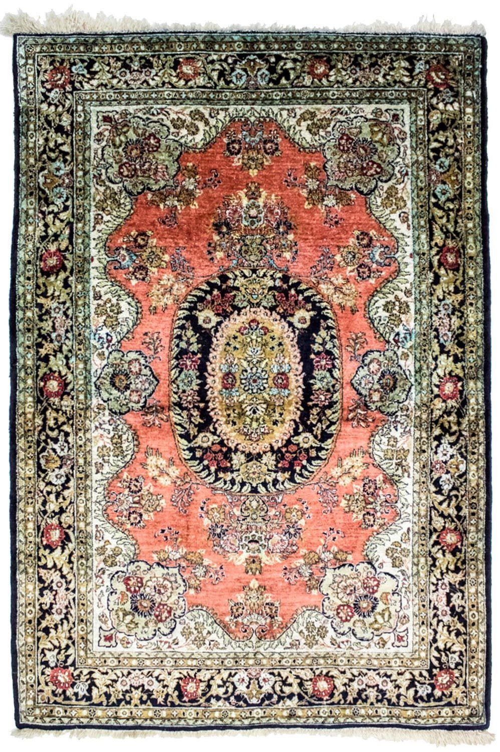 Tapis en soie - Kayseri - 155 x 110 cm - rouille