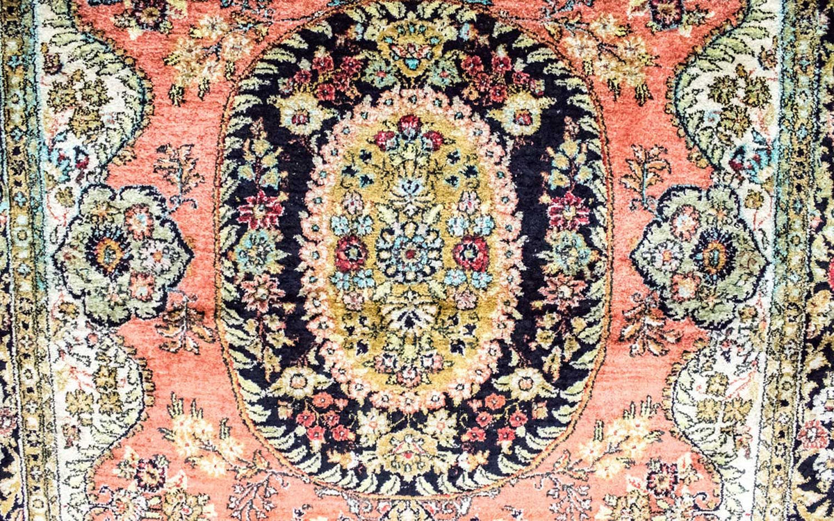 Tapis en soie - Kayseri - 155 x 110 cm - rouille