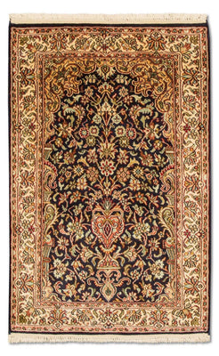 Tapis en soie - Soie du Cachemire - 94 x 60 cm - bleu foncé
