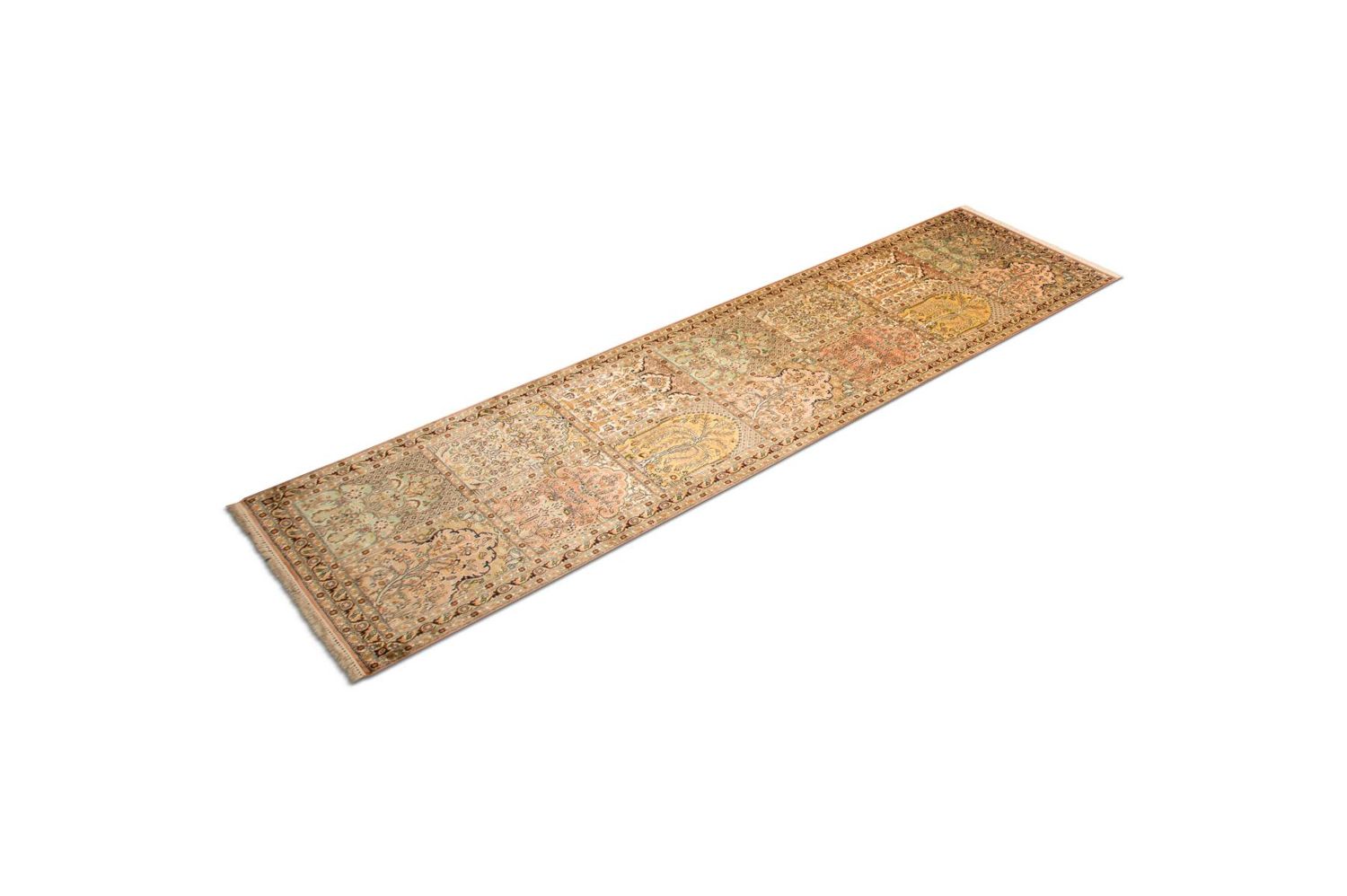 Tapis de couloir Tapis en soie - Soie du Cachemire - 316 x 77 cm - multicolore