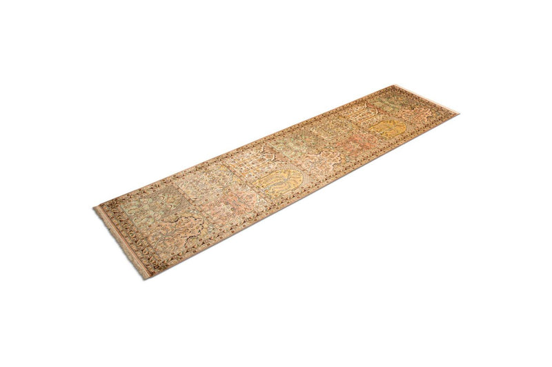 Tapis de couloir Tapis en soie - Soie du Cachemire - 316 x 77 cm - multicolore