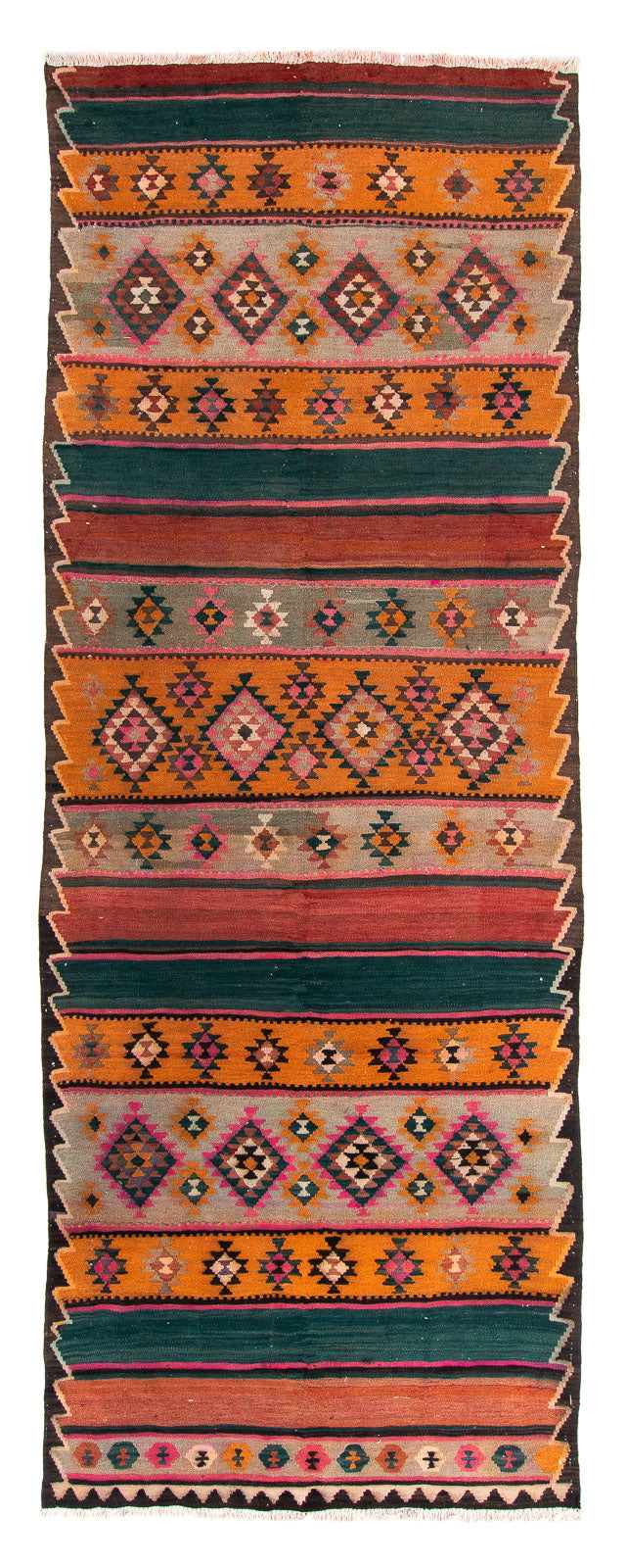 Tapis de couloir Tapis Kelim - Vieux - 370 x 145 cm - multicolore