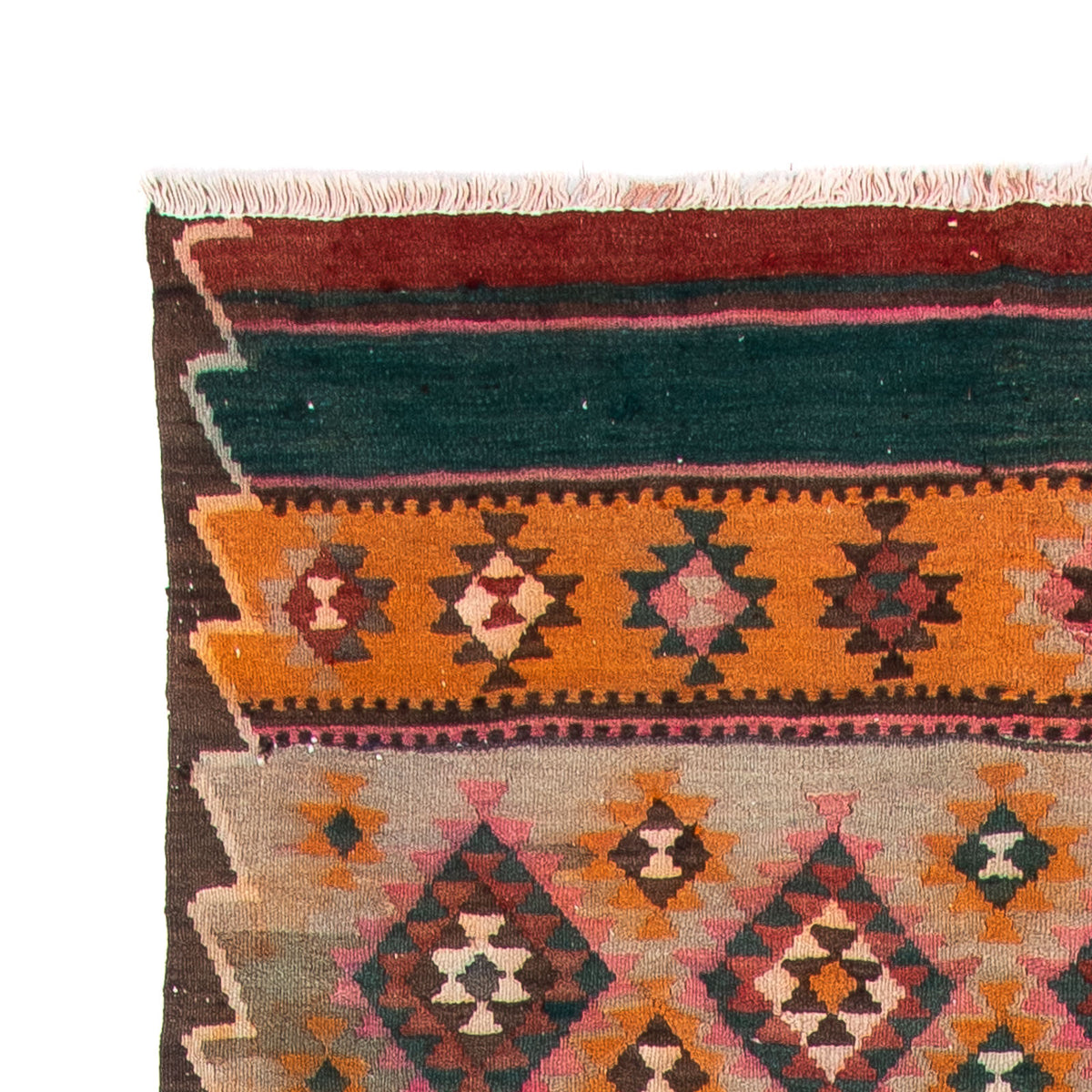 Tapis de couloir Tapis Kelim - Vieux - 370 x 145 cm - multicolore