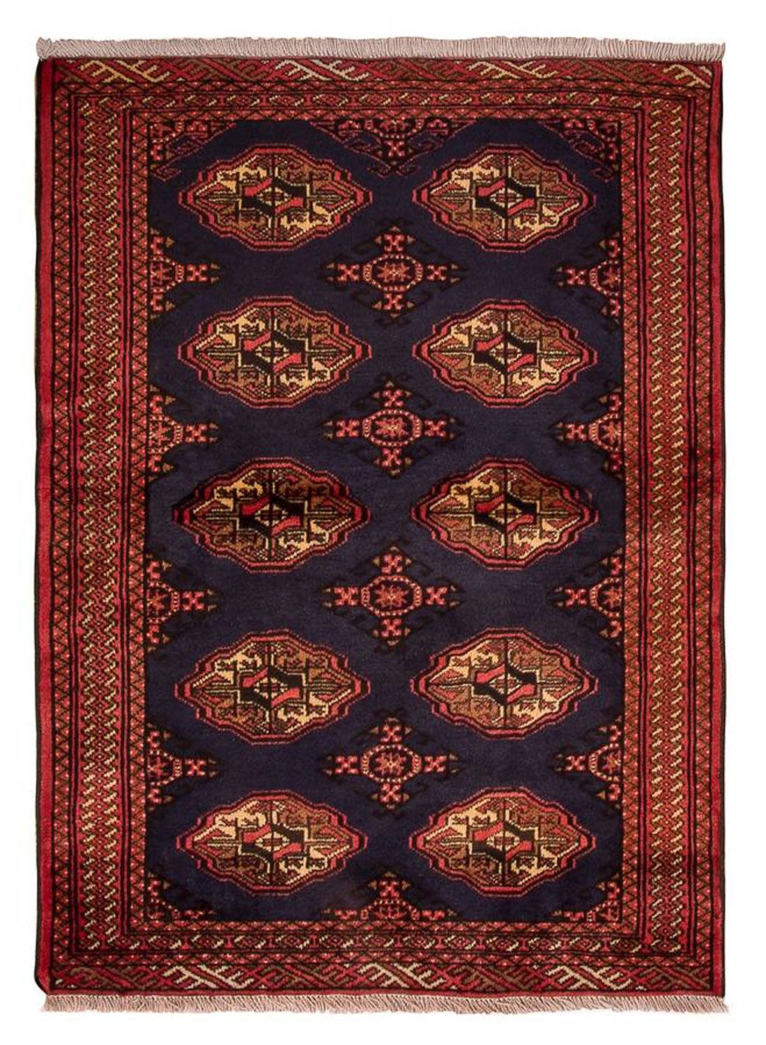 Tapis Turkaman - 134 x 99 cm - bleu foncé