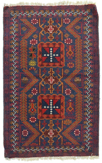 Tapis Belutsch - 138 x 84 cm - bleu