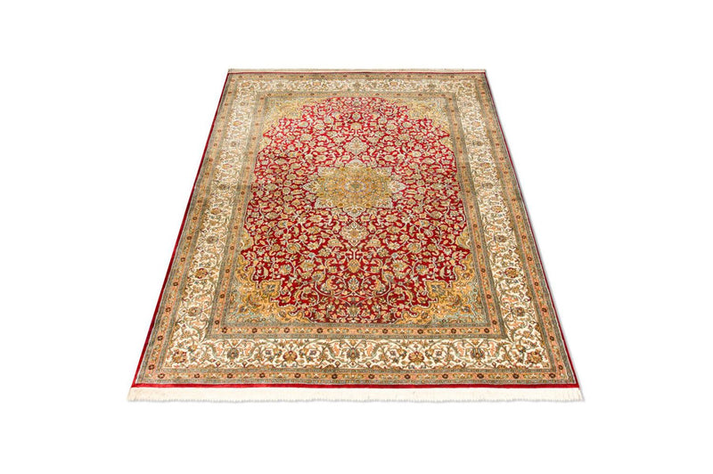 Tapis en soie - Soie du Cachemire - 216 x 153 cm - rouge
