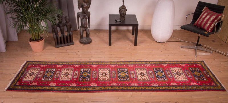 Tapis de couloir Tapis persan - Nomadic - 308 x 83 cm - rouge