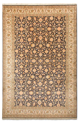 Tapis en soie - Soie du Cachemire - 285 x 183 cm - bleu foncé