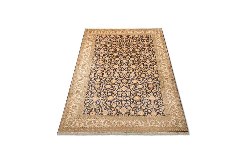 Tapis en soie - Soie du Cachemire - 285 x 183 cm - bleu foncé