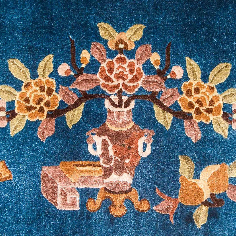 Tapis en soie - Soie chinoise - 122 x 69 cm - bleu foncé