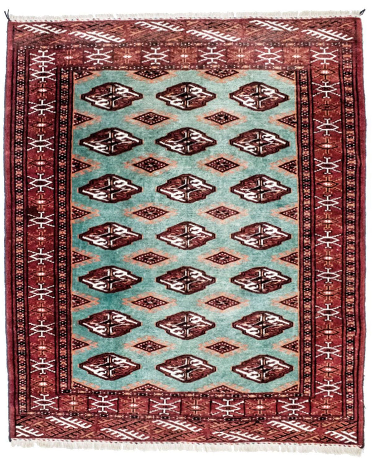 Tapis Turkaman - 124 x 100 cm - turquoise