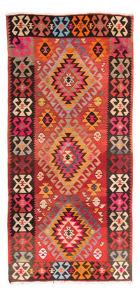 Tapis de couloir Tapis Kelim - Vieux - 350 x 150 cm - multicolore