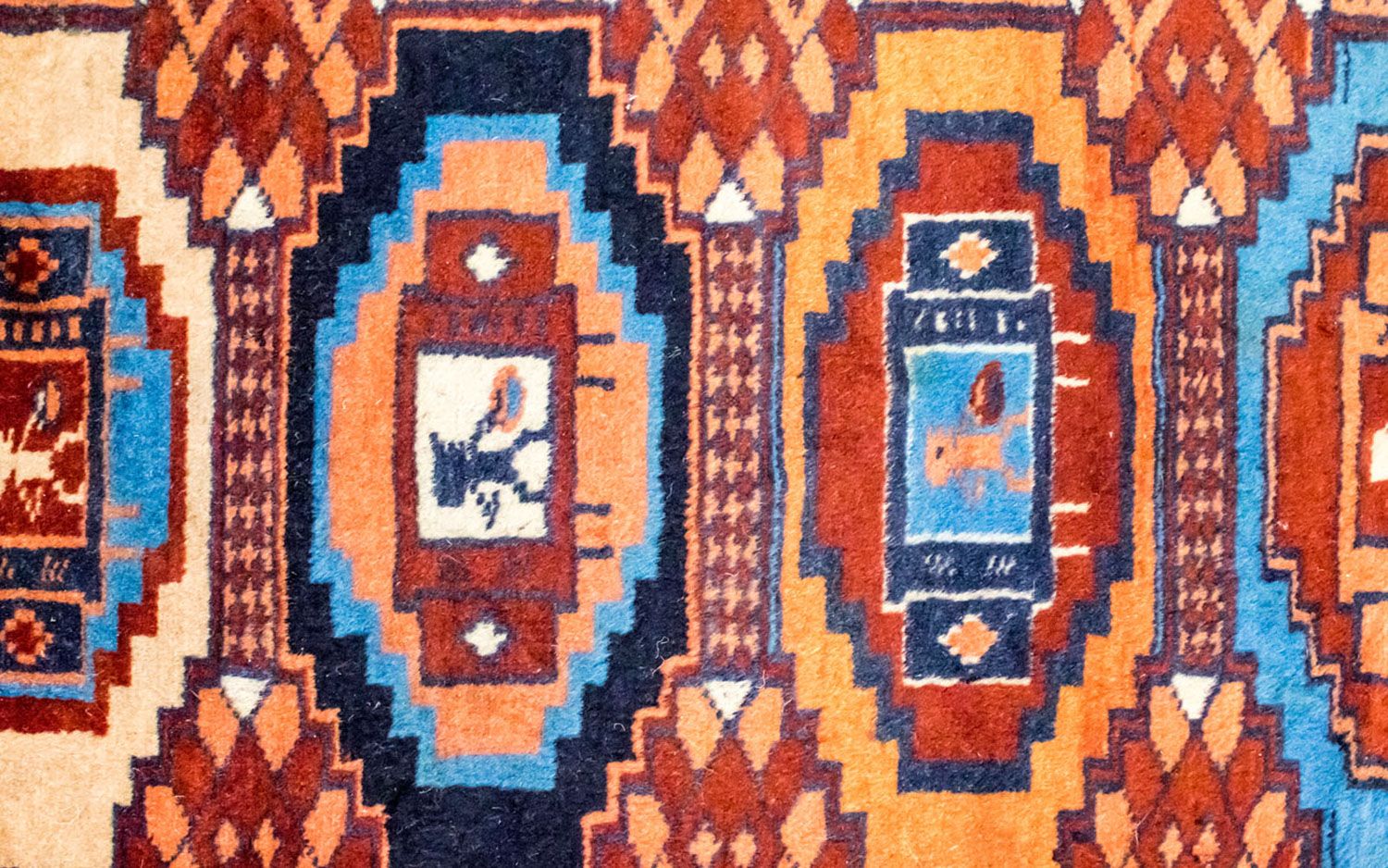 Tapis afghan - 69 x 46 cm - rouille