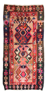 Tapis de couloir Tapis Kelim - Vieux - 300 x 150 cm - multicolore