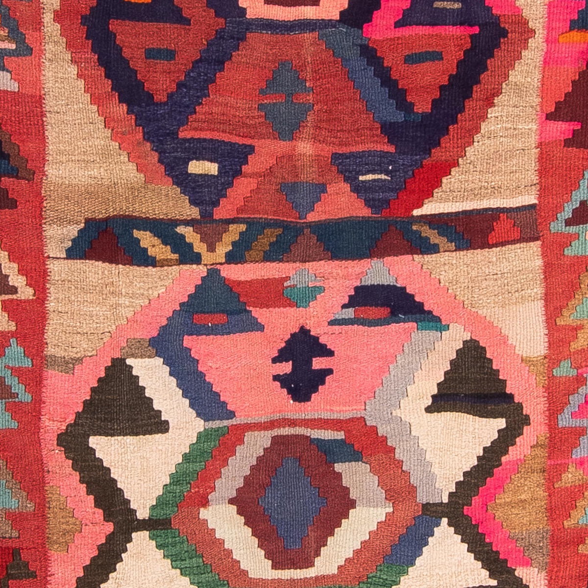 Tapis de couloir Tapis Kelim - Vieux - 300 x 150 cm - multicolore