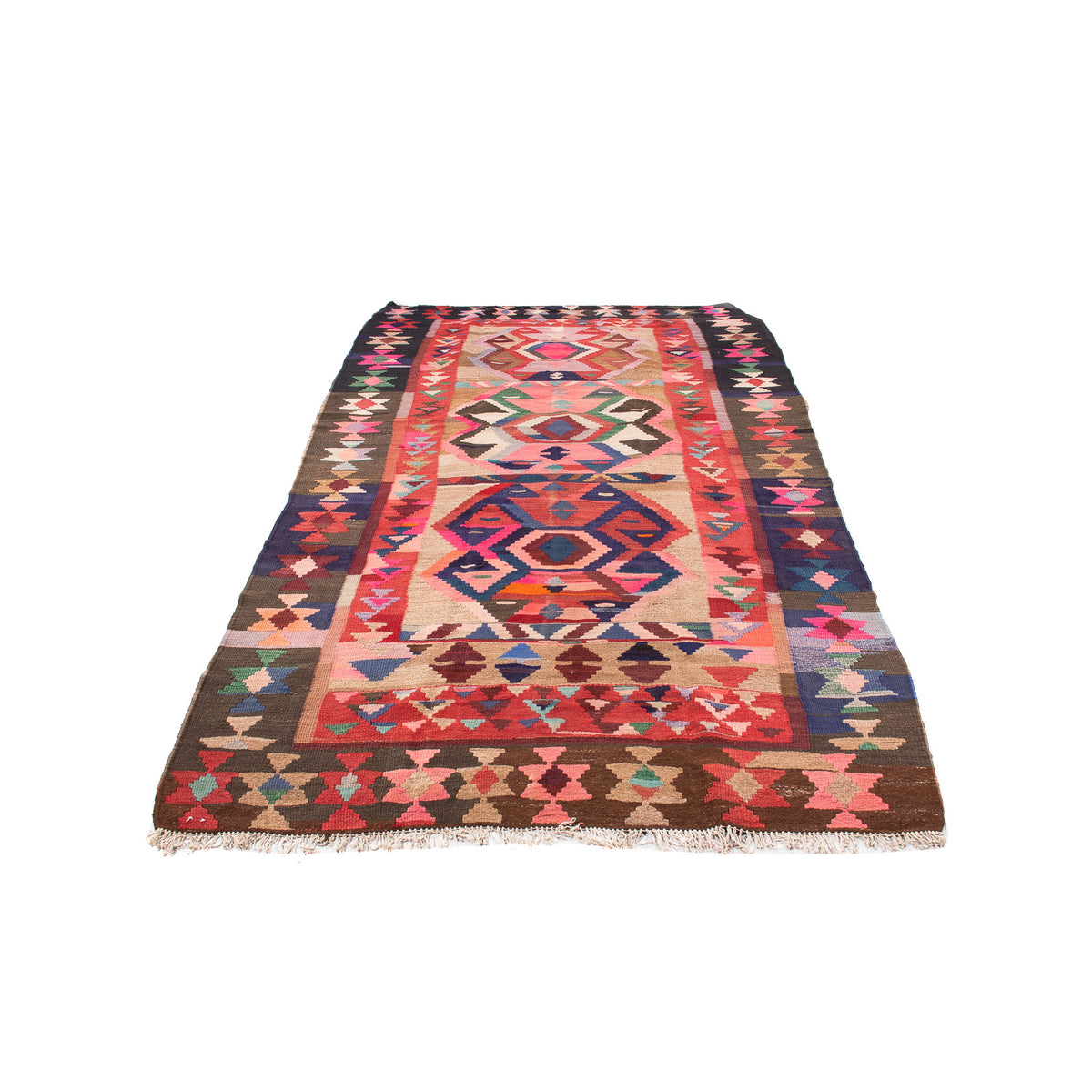 Tapis de couloir Tapis Kelim - Vieux - 300 x 150 cm - multicolore