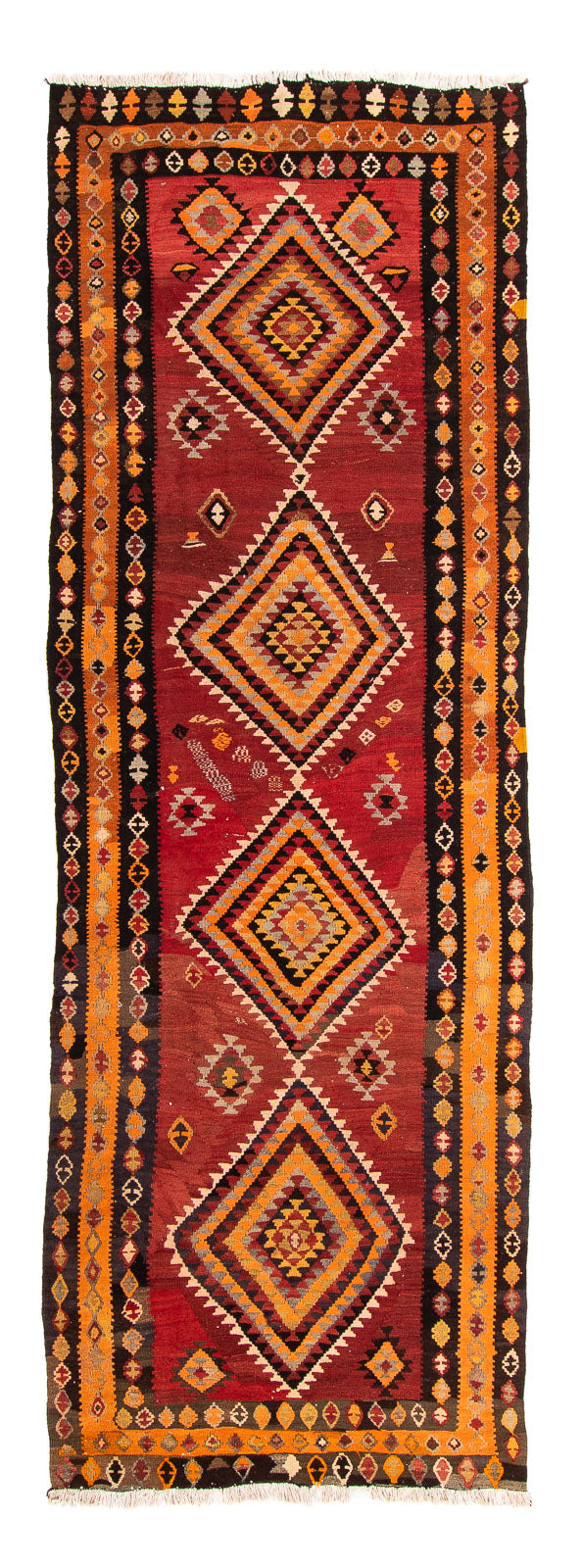 Tapis de couloir Tapis Kelim - Vieux - 320 x 125 cm - multicolore