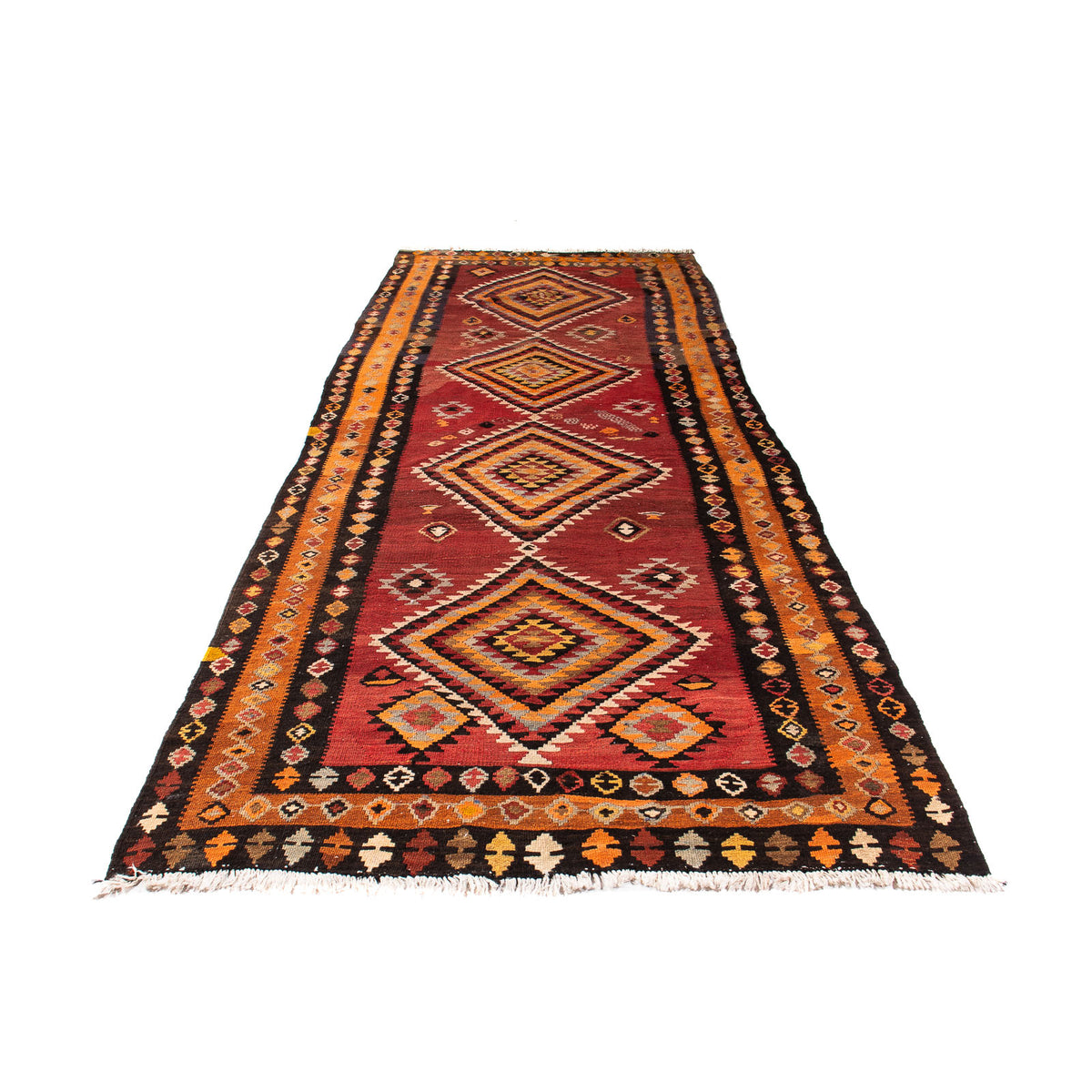 Tapis de couloir Tapis Kelim - Vieux - 320 x 125 cm - multicolore