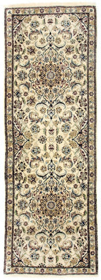 Tapis de couloir Tapis persan - Nain - Royal - 254 x 88 cm - beige