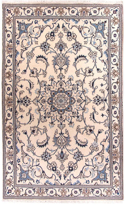 Tapis persan - Nain - 202 x 120 cm - beige