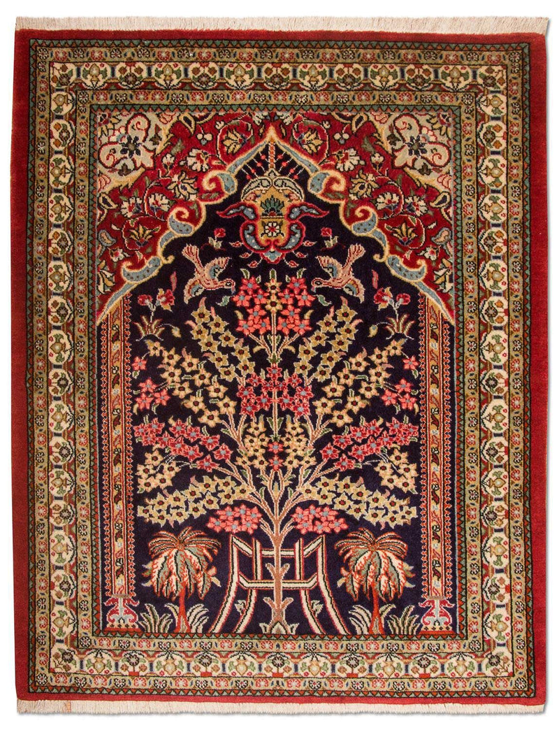 Tapis persan - Ghom - 108 x 82 cm - bleu