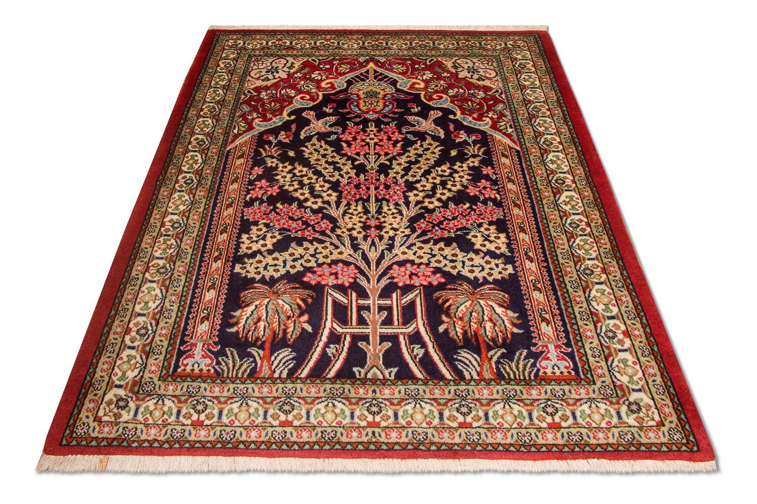 Tapis persan - Ghom - 108 x 82 cm - bleu
