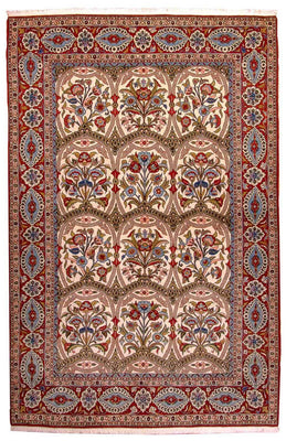Tapis persan - Ghom - 215 x 141 cm - rouge