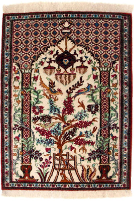 Tapis en soie - Ghom soie - Premium - 77 x 57 cm - beige