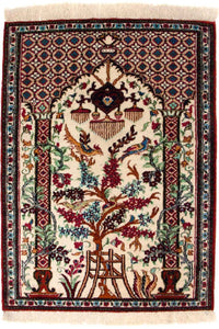 Tapis en soie - Ghom soie - Premium - 77 x 57 cm - beige