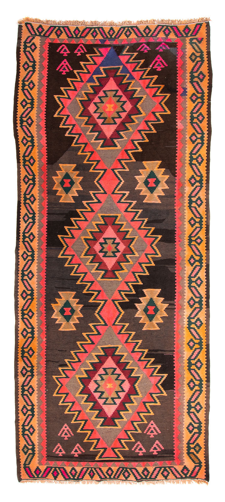 Tapis de couloir Tapis Kelim - Vieux - 335 x 150 cm - multicolore