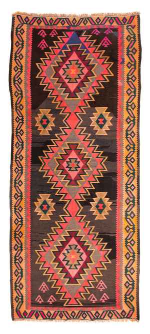 Tapis de couloir Tapis Kelim - Vieux - 335 x 150 cm - multicolore