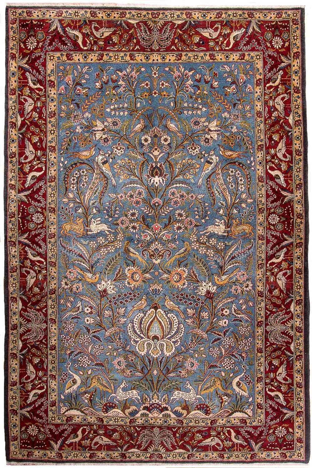 Tapis persan - Ghom - 207 x 137 cm - bleu clair