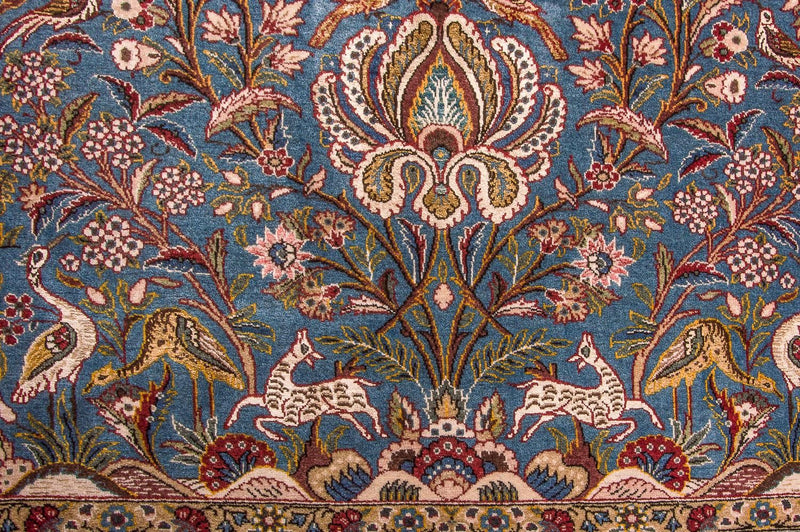 Tapis persan - Ghom - 207 x 137 cm - bleu clair