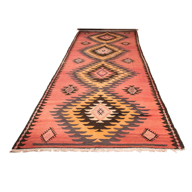 Tapis de couloir Tapis Kelim - Vieux - 410 x 160 cm - rouille