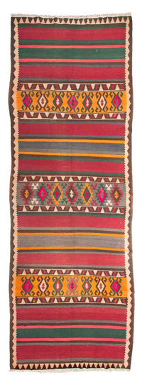 Tapis de couloir Tapis Kelim - Vieux - 400 x 142 cm - multicolore
