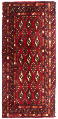 Tapis de couloir Tapis Turkaman - 100 x 50 cm - rouge