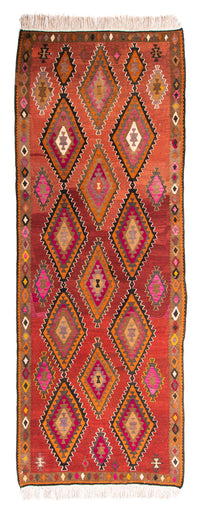 Tapis de couloir Tapis Kelim - Vieux - 330 x 130 cm - multicolore