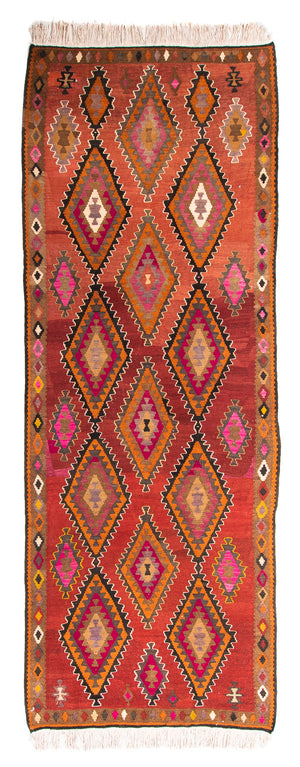 Tapis de couloir Tapis Kelim - Vieux - 330 x 130 cm - multicolore