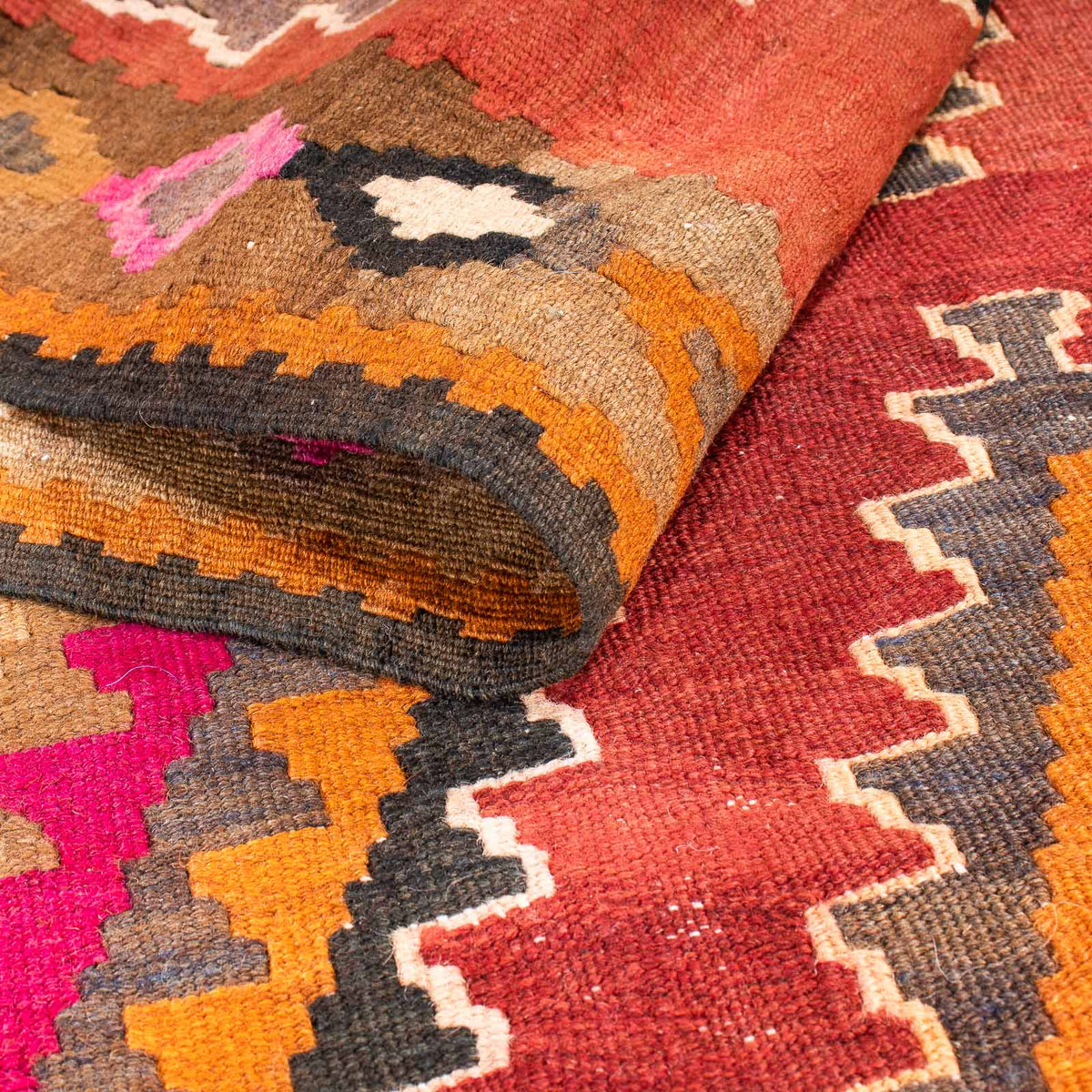 Tapis de couloir Tapis Kelim - Vieux - 330 x 130 cm - multicolore