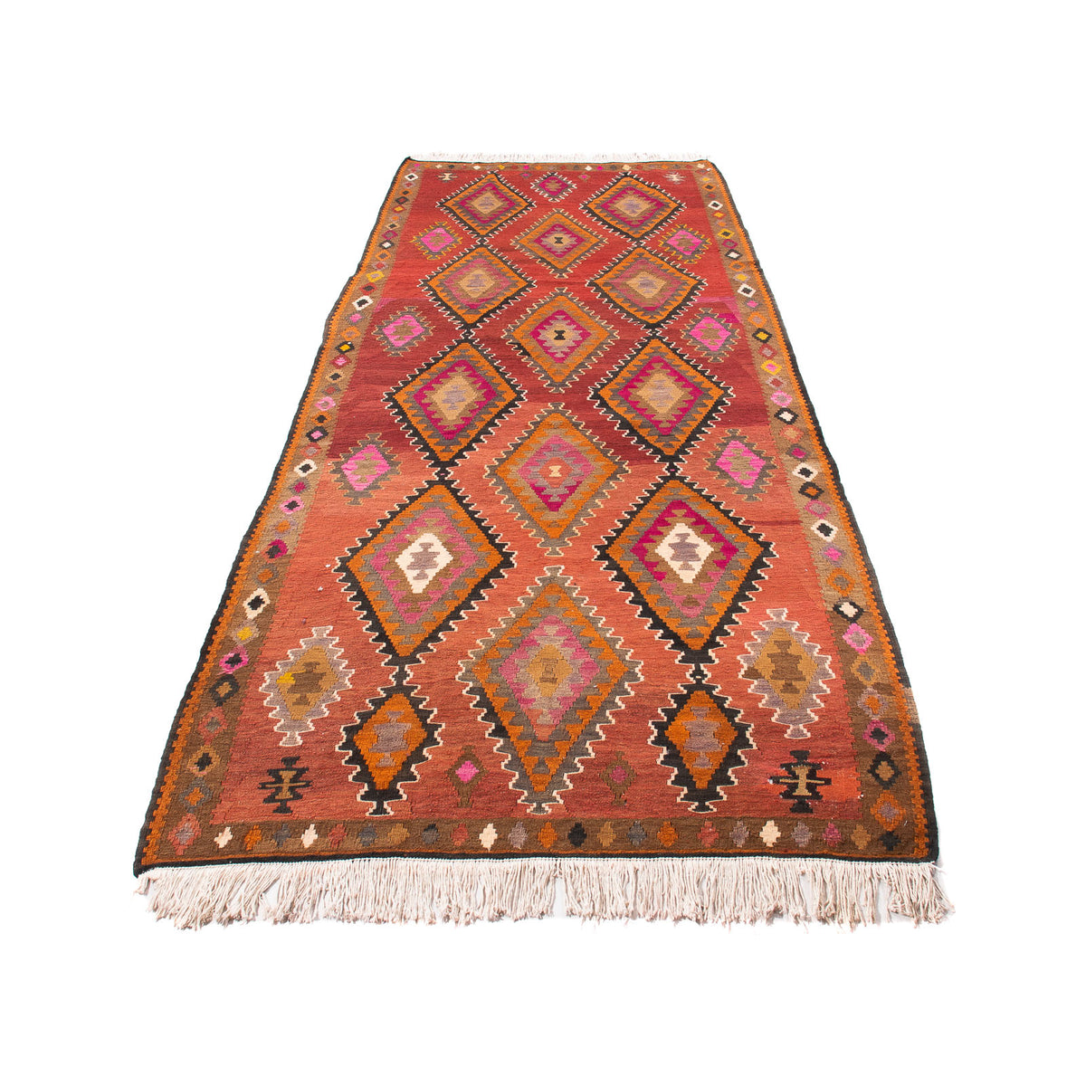 Tapis de couloir Tapis Kelim - Vieux - 330 x 130 cm - multicolore