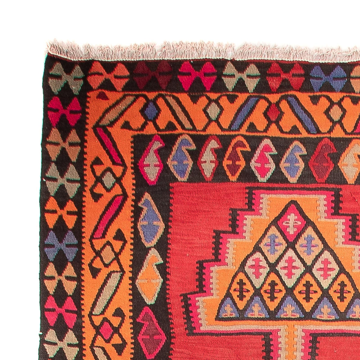 Tapis de couloir Tapis Kelim - Vieux - 395 x 180 cm - rouge