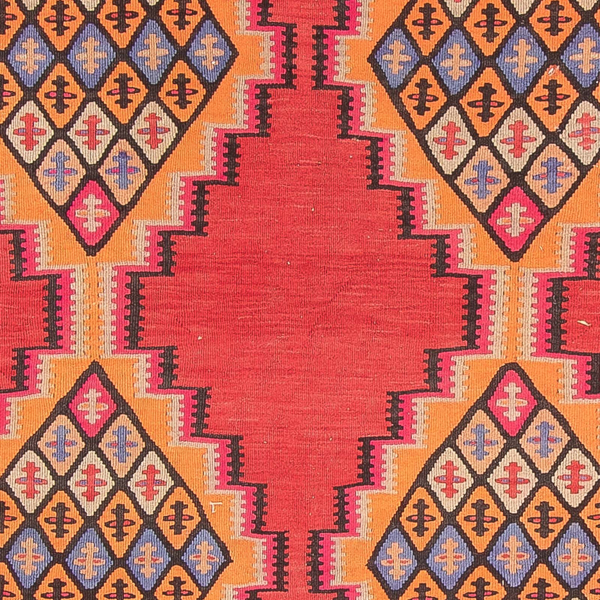 Tapis de couloir Tapis Kelim - Vieux - 395 x 180 cm - rouge