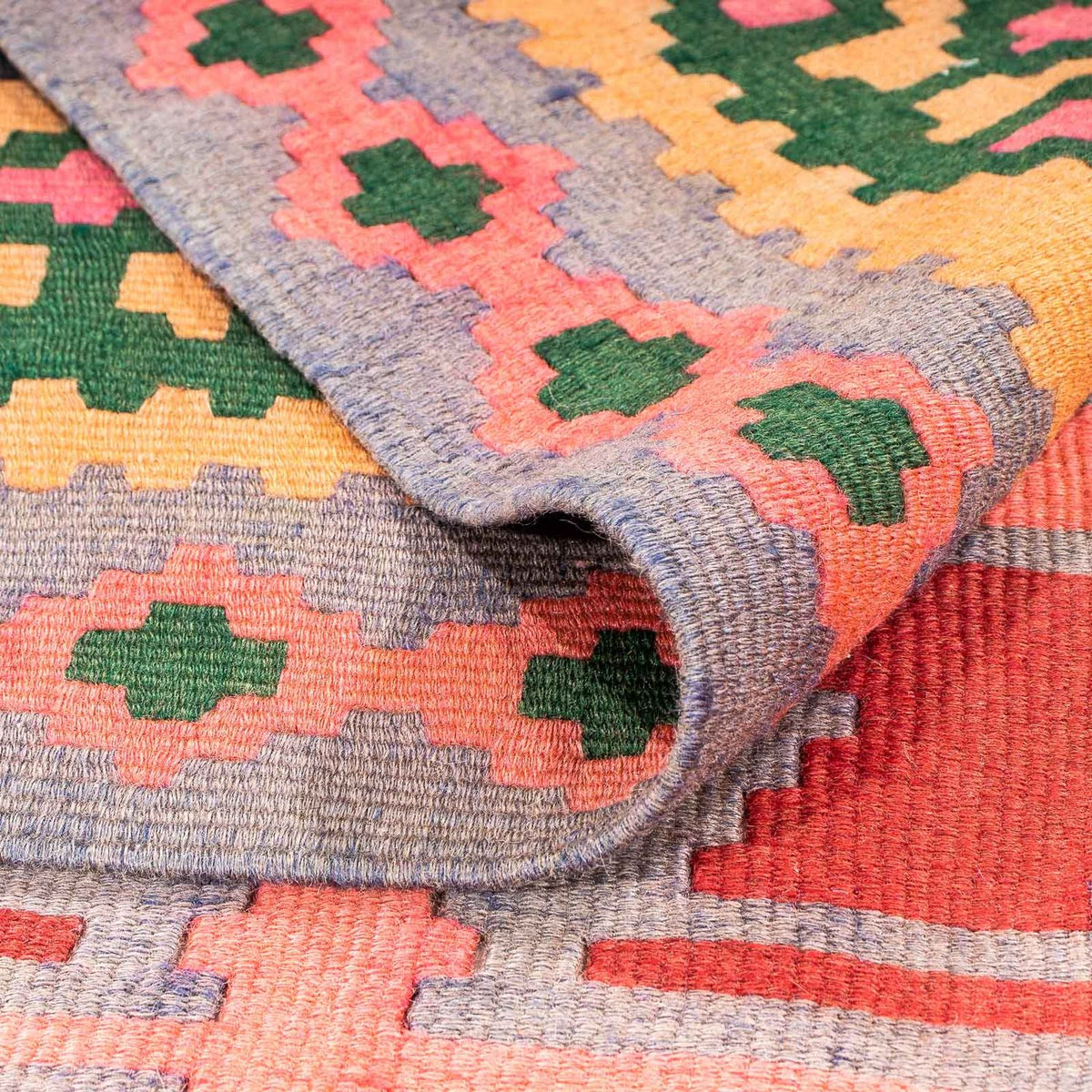 Tapis de couloir Tapis Kelim - Vieux - 340 x 150 cm - multicolore