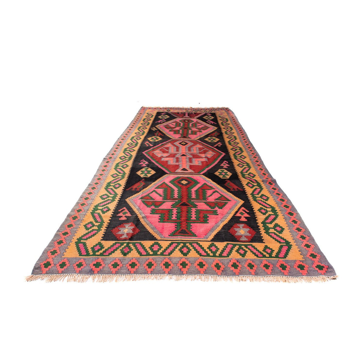 Tapis de couloir Tapis Kelim - Vieux - 340 x 150 cm - multicolore
